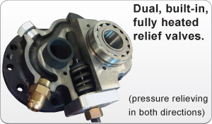 dual built in heated relief valves for pressure relief in both directions